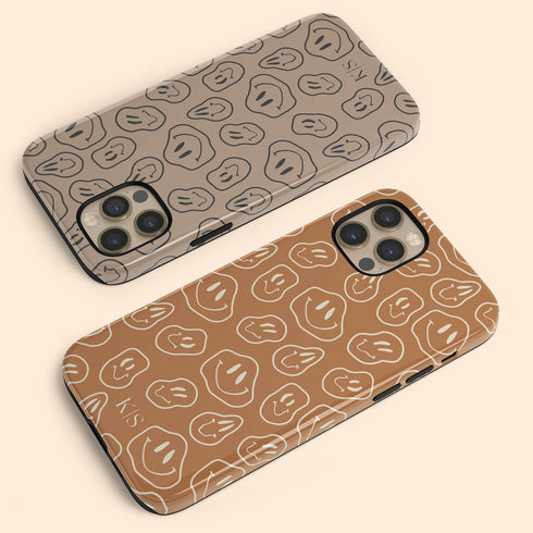Melting Smiley Face Custom Initials iPhone Case